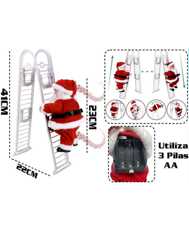 Pascuero Navideño con Doble Escaleras Musical y con Movimiento x 4 Unds. Medidas: 41 x 22 cm aprox.