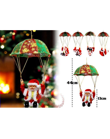 Pascuero Navideño Paracaidista Musical con Movimiento x 4 Unds. Medidas: 44 x 13 cm aprox.