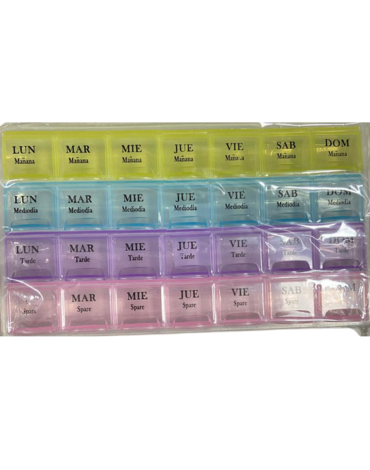 Pastillero de Plástico de 4 Divisiones x 6 Unds.