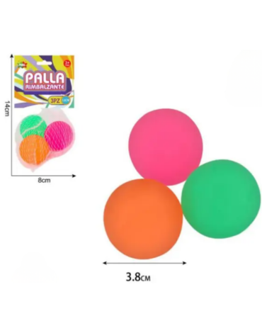 12 Set de Pelotas Saltarinas Colores Surtidos (1 Set Trae 3 PCS) Medida: 3.8 cm aprox.