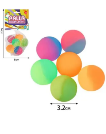 6 Set de Pelotas Saltarinas Bicolor (1 Set Trae 6 PCS) Medida: 3.2 cm aprox.