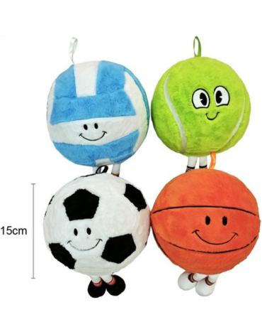 Pelota Peluche Modelos Surtidos x 4 Unds. Medida: 15 cm aprox.