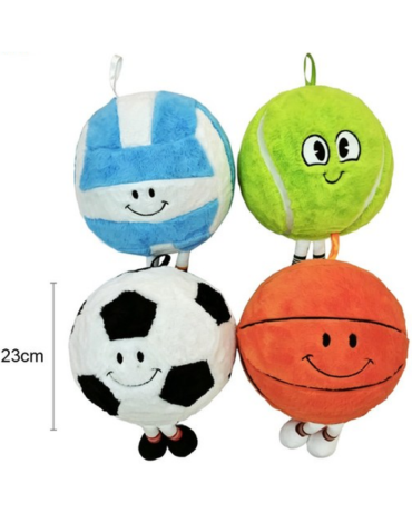 Pelota Peluche Modelos Surtidos x 4 Unds. Medida: 23 cm aprox.