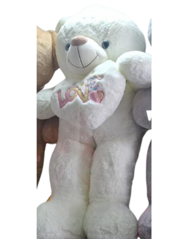 Oso con Corazón Love Color Blanco x 4 Unds. Medida: 100 cm aprox