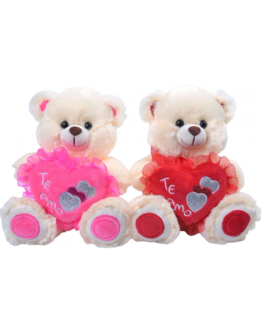 Peluches Osito con Corazón y Sonido x 4 Unds. Medida: 23 cm aprox.