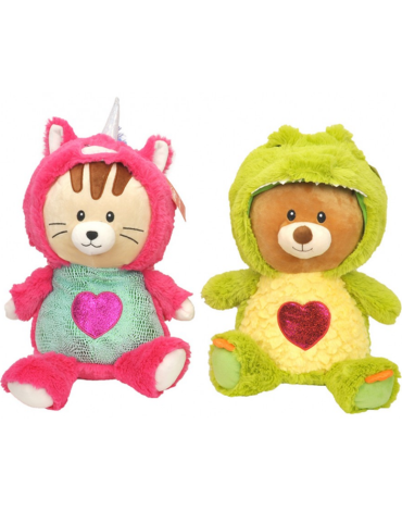 Peluches Osito y Gato con Disfraz x 4 Unds. Medida: 40 cm aprox.