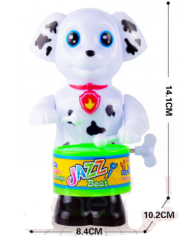 Perro con Tambor x 12 Unds. Medidas:  8,4 x 10,2 x 14,1 cms.