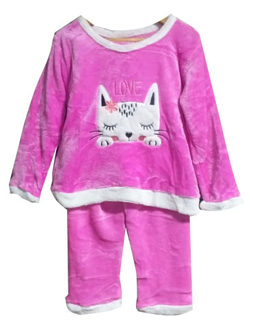 Pijama Plush Niña Colores Surtidos x 3 unds Tallas: 6 - 8 - 10