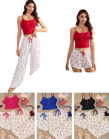 Pijama de Mujer 3 Piezas Colores Surtidos x 12 Unds. Talla: S/M - L/XL - XXL/XXXL
