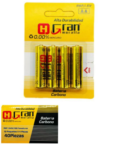 4 Set de Pilas  AA (1 Set Trae : 40 PCS)