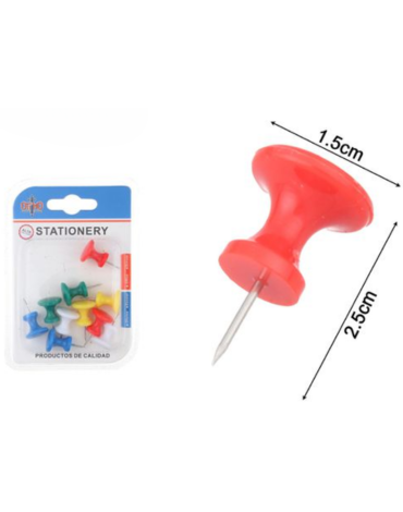24 Set de Pinchos Push Pins Multicolor (1 Set Trae: 10 PCS) Medida: 2.5 x 1.5 cm aprox.