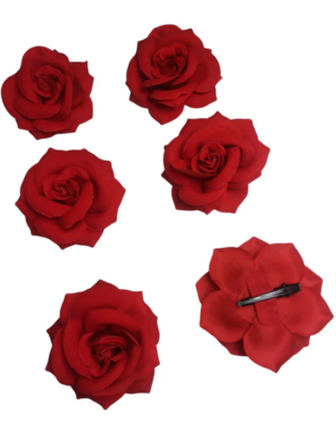 Pinche Rosa de Gamuza Color Rojo x 12 Pares. Medida: 6 cm aprox.
