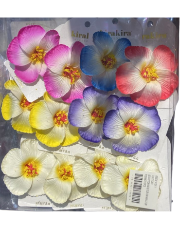 Pinche Flor Hawaii Colores Surtidos x 24 Unds. Medida: 9 cm aprox.