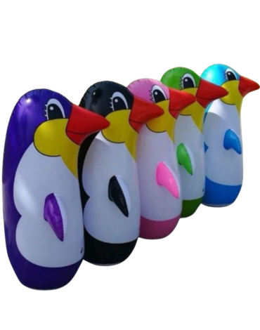 Pingüino Porfiado Inflable Colores Surtidos x 12 Unds. Medida: 36 cm aprox.