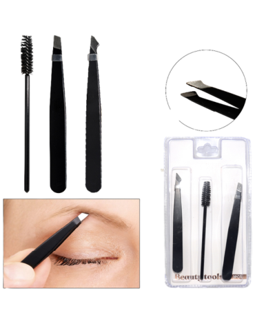 12 Set de Pinzas y Peine para Cejas (1 Set Trae 3 PCS)