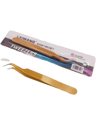 Pinza Curva para Pestañas Color Dorado x 6 Unds.
