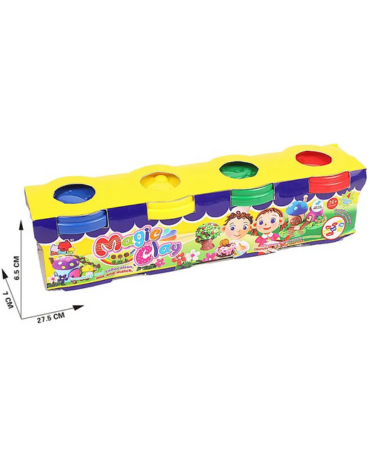 Plasticinas Mágica Colores Surtidos x 4 Unds. Medida: 13 x 6.5 x 27.7 cm aprox.