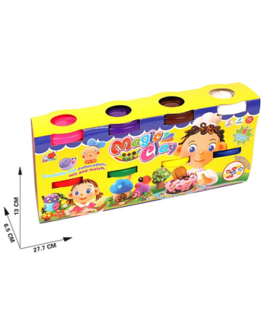 Plasticinas Mágica Colores Surtidos x 4 Unds. Medida: 13 x 6.5 x 27.7 cm aprox.