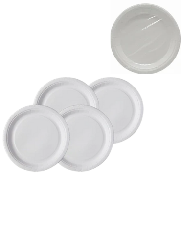 6 Set Platos Desechables Color Blanco (1 Set Trae 50 PCS) Medida: 18 cm aprox.