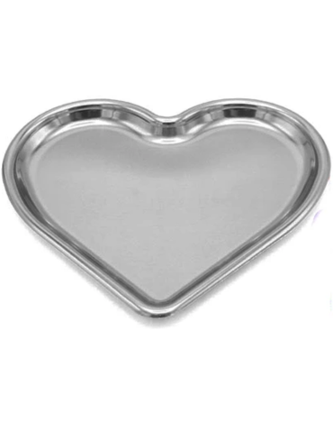 6 Set Platos Desechables Corazón Color Plateado (1 Set Trae 6 PCS) Medida: 18.5 cm aprox.