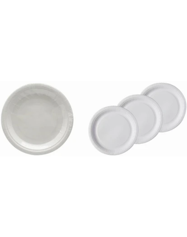 12 Set Platos Desechables Color Blanco (1 Set Trae 10 PCS) Medida: 18.5 cm aprox.