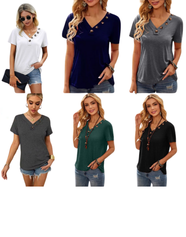 Polera de Dama con Botones Colores Surtidos x 4 Unds Talla: Estándar