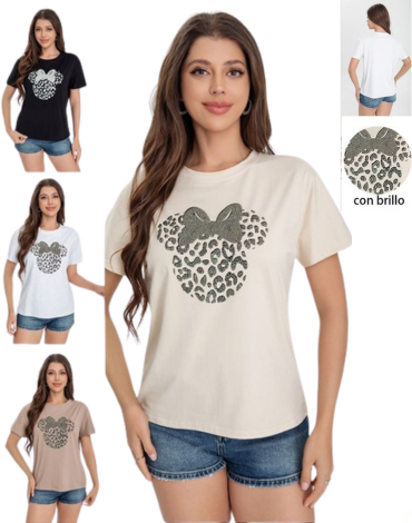 Polera de Mujer con Brillo Colores Surtidos x 12 Unds Talla: S / M - L / XL