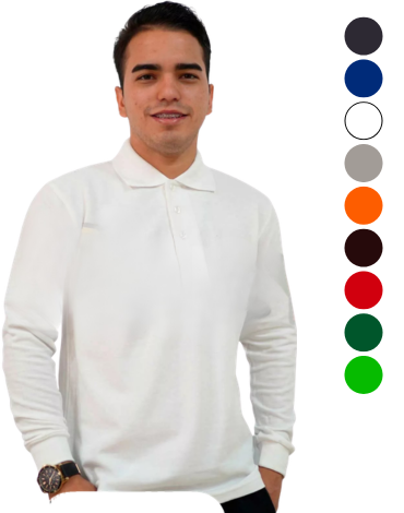 Polera Pique de Hombre Manga Larga (Elegir Talla y Color) x 10 Unds. Tallas: XS - S - M - L - XL - XXL