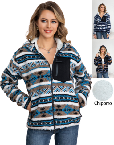 Polerón Peludito de Mujer con Chiporro Colores Surtidos x 12 Unds.Talla: S - M - L - XL