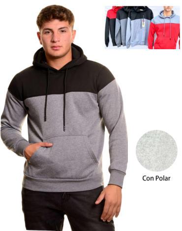 Polerón de Hombre Interior Polar con Gorro x 25 Unds Tallas: M  - L  - XL -  2XL - 3XL
