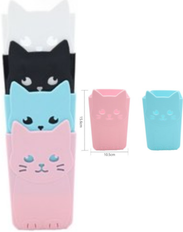 Portalápices Diseño Gato Colores Surtidos x 12 Unds. Medida: 10.5 x 15.6 cm aprox.
