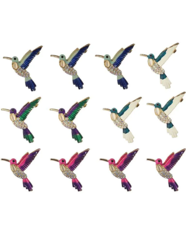 Prendedor Diseño Colibrí Colores Surtidos x 12 Unds.