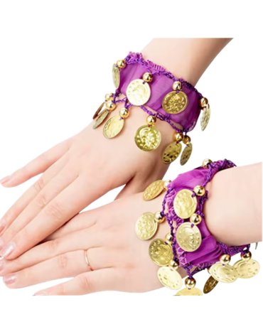 Pulseras con Monedas para Danzas Colores Surtidos x 6 Pares.