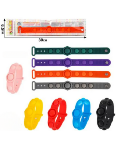 Pulsera Pop It Colores Surtidos x 60 Unds. Medida: 30 x 6.5 cm aprox.