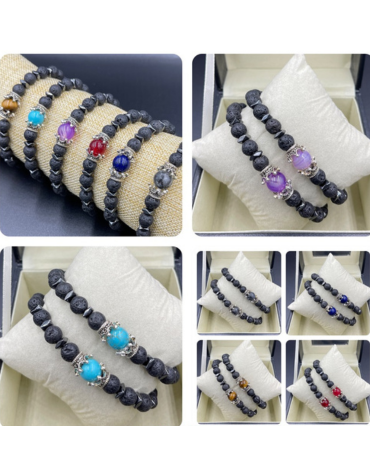 Pulseras Elasticada de Piedras Colores Surtidos x 12 Unds,