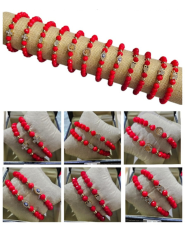 Pulseras Elasticada Roja Modelos Surtidos x 12 Unds,