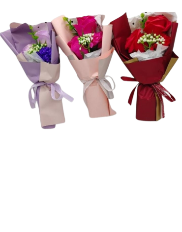 Ramo de 3 Rosas Artificiales  x 160 Unds.Medida: 25 x 12 cm aprox