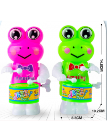 Rana con Tambor x 12 Unds. Medidas:  8,8 x 10,2 x 14,8 cms.