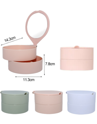 Organizador de Maquillaje con Espejo x 6 Unds. Medida: 14.3 x 11.3 x 7.8 cm aprox.