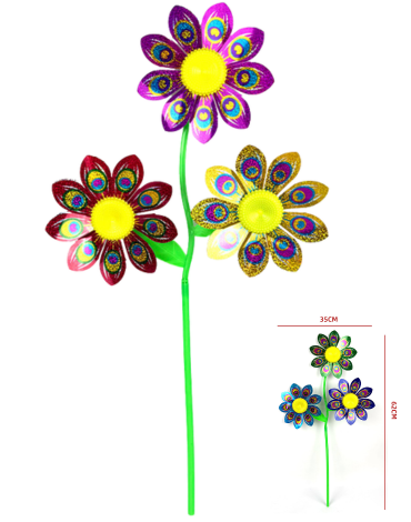 Remolino 3 Flores Colores Surtidos x 36 Unds. Medida: 14 x 30 cm aprox.