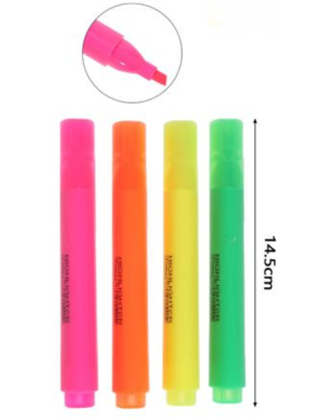 12 Set de  Resaltadores Colores Surtidos.(1 Set Trae: 4 PCS) Medida: 14,5 cm aprox.