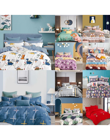 4 Set Sabana de Algodón con Diseño (1 Set Trae 3 PCS) Medida: 1 Plaza