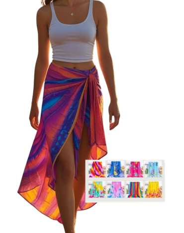 Pareo Playero Estampado Modelos Surtidos x 4 Unds. Medida: 100 x 180 cm aprox.
