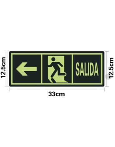 Señalética Salida Luminoso x 24 Unds. Medidas: 12.5 x 33 cm