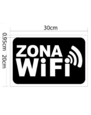 Señalética Zona Wifi x 24 Unds. Medidas: 30 x 20 cm