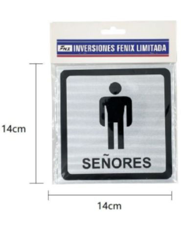 Señaletica Metálica Baño para Señores x 24 Unds. Medidas:14 x 14 cm