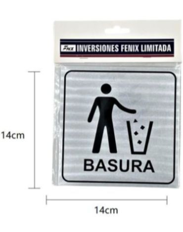 Señaletica Metálica Basura x 24 Unds. Medidas:14 x 14 cm