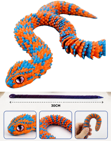 Figura Serpiente 3D Articulada Colores Surtidos x 12 Unds. Medida: 30 cm aprox.