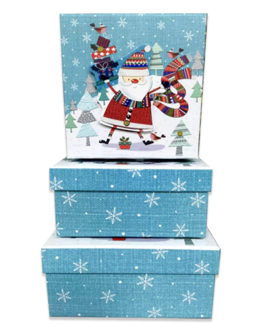 12 Set Cajas de Regalo Navideñas (1 Set trae 3 pcs)