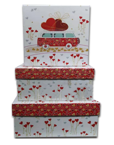 4 Set de Cajas de Regalo Decorativas Diseño Corazones